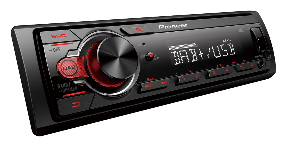 New Pioneer MVH-130DAB Car Stereo USB DAB Mechless MP3 Aux In Red Buttons 